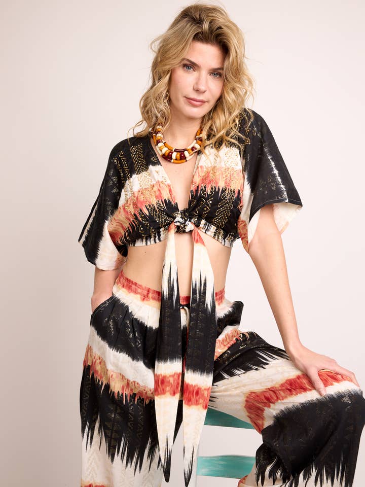 CONJUNTO JACQUARD LUREX 100% ALGODÓN , BORDADO A MANO. para venta al por mayor de Nats Store