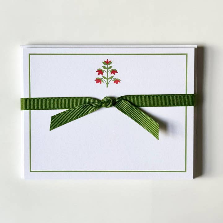 Delphinium, Red & Green - Flat Note Cards for wholesale by Georgetown Paperie