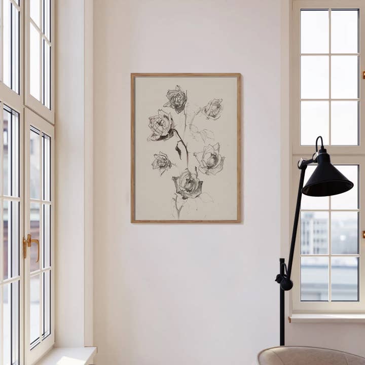 Paper House Print Shop – Impressão artística por atacado – Rosas Esboçadas Art Print1
