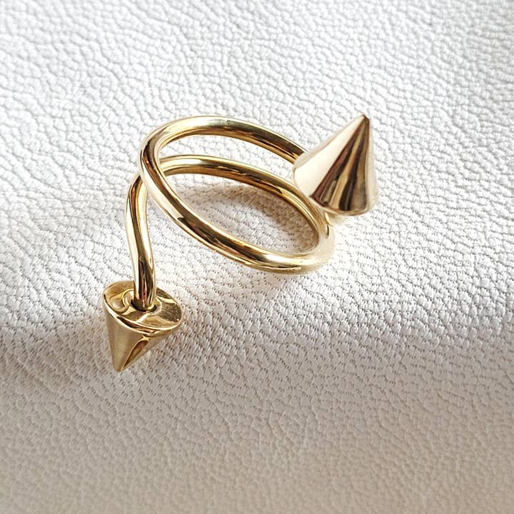Bisjoux - Wholesale Cocktail/Statement Ring - Brass Double Spike Ring2