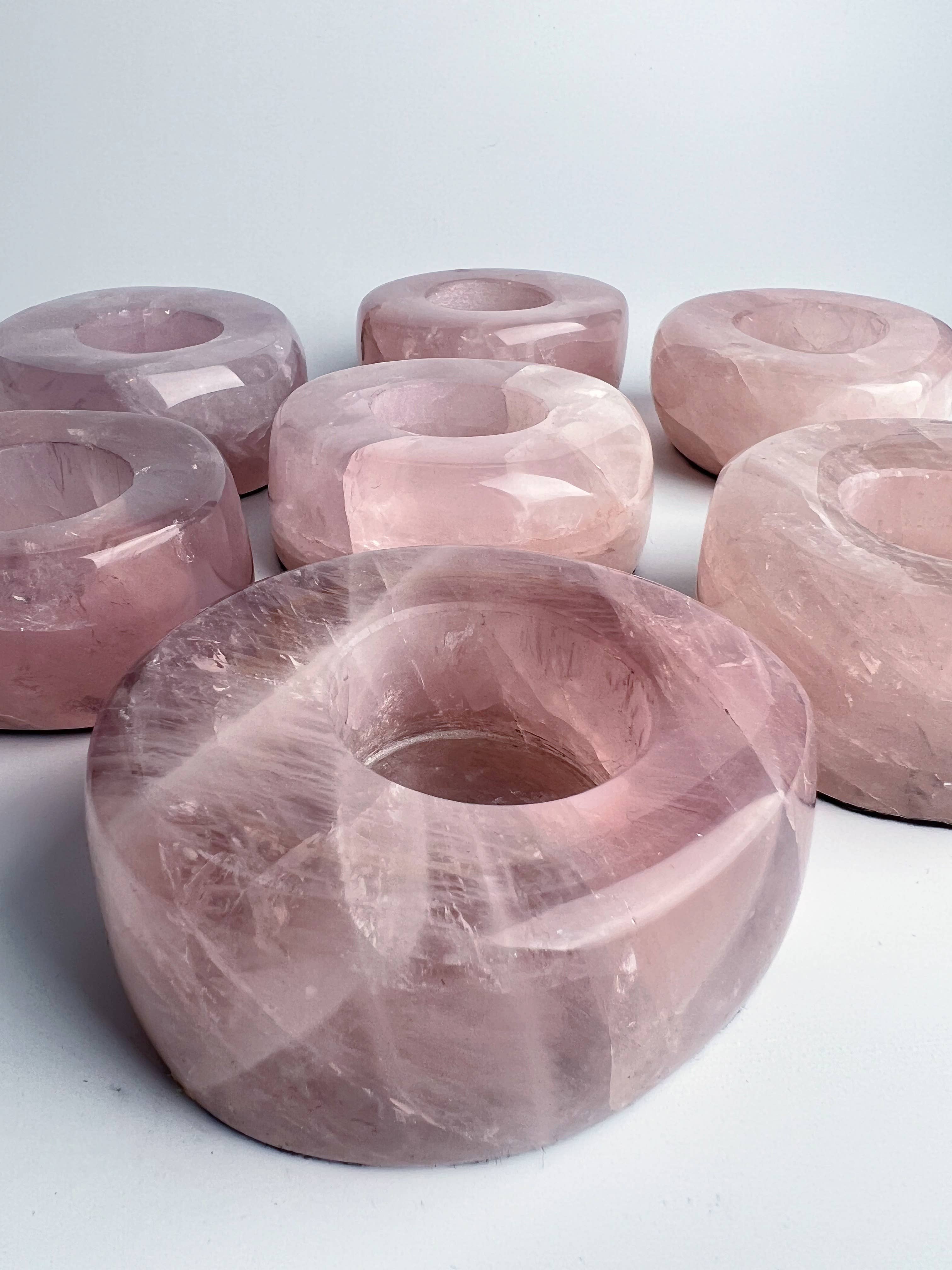 Terra Dawn Minerals - Wholesale Candle Holder - Rose Quartz Candle Holders4