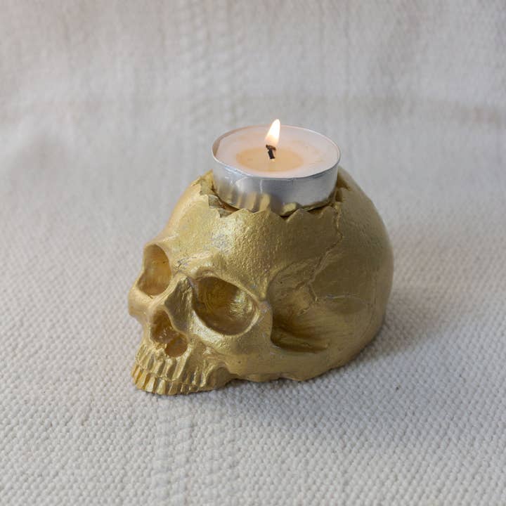 Concrete Skull Tealight Candle Holder | Halloween Decor for wholesale by Moderniche