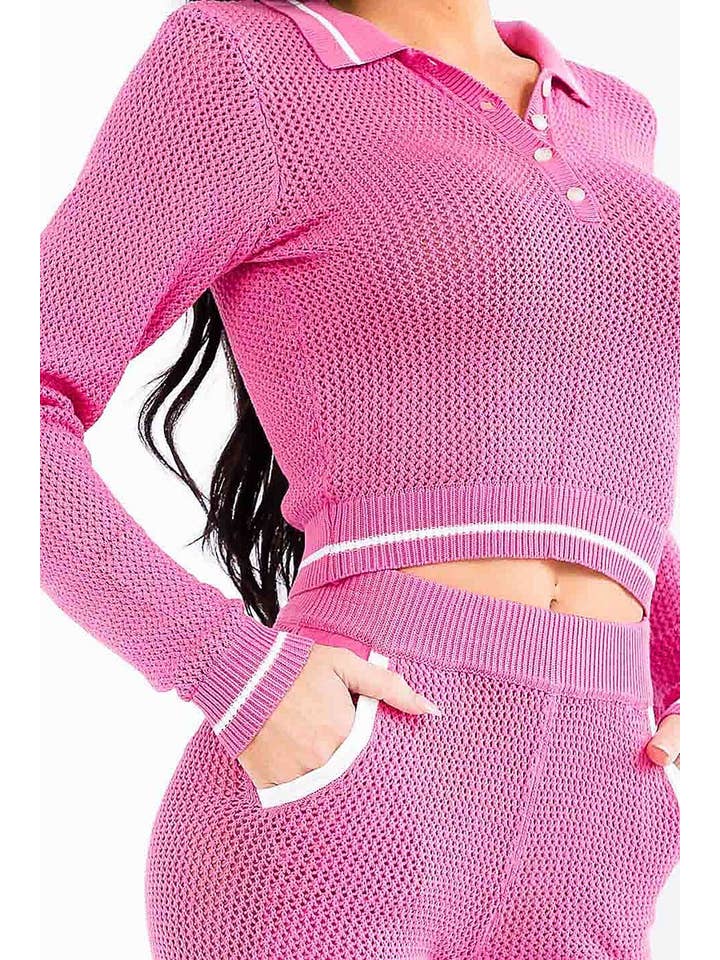 ROUSSEAU – wholesale Top & pants set (NOT Loungewear) – Women's – V-NECK TOP ELASTIC WAIST SKINNY PANTS KNITTED SET7