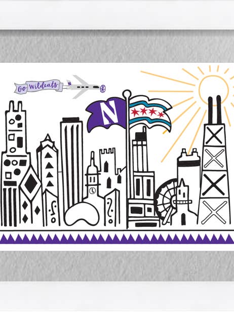 Northwestern, Mighty Chi (Grey) - Wall Print for wholesale by Mighty Violet Design