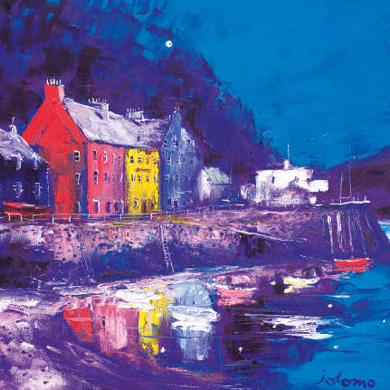 Carte postale Jolomo La nuit tombe sur Tobermory Mull pour la vente par Island Blue Publishing