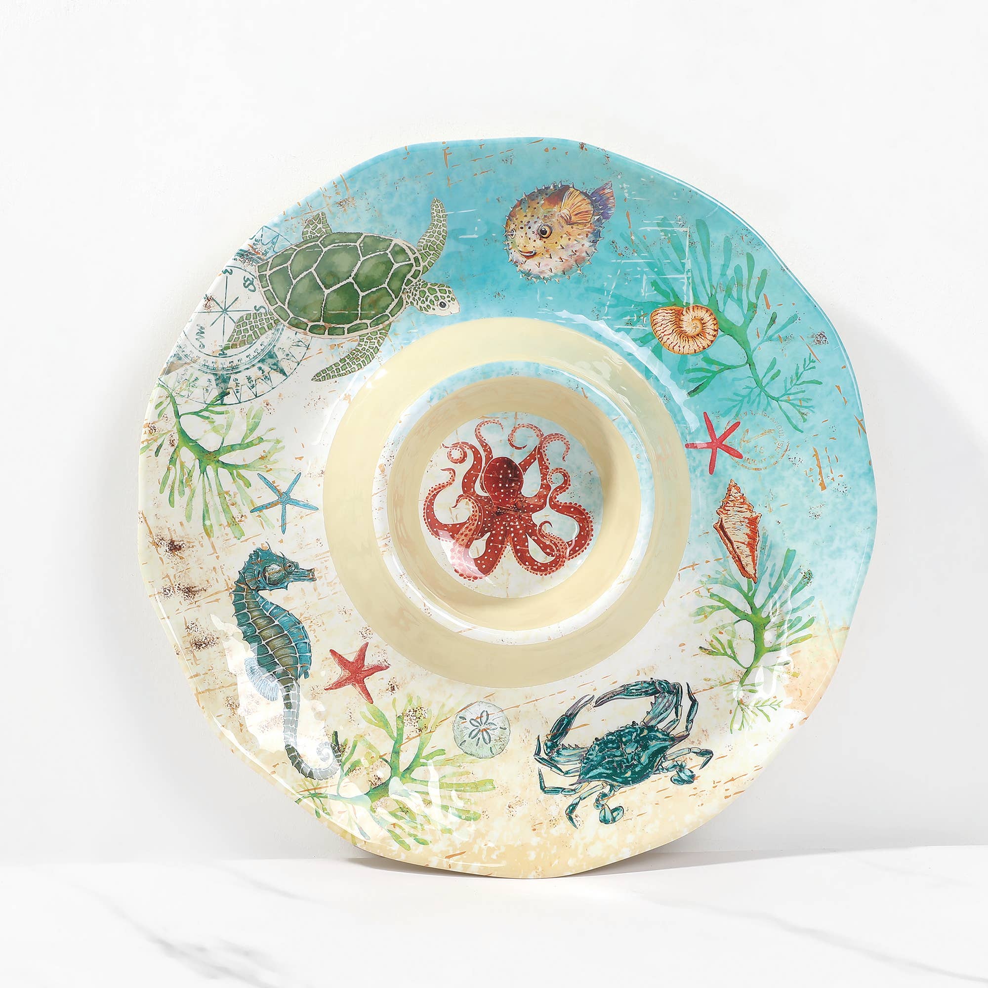 Supreme Housewares - Vente Plateaux de service - Plateau à trempette et à chips en mélamine Sea Life 34 cm6