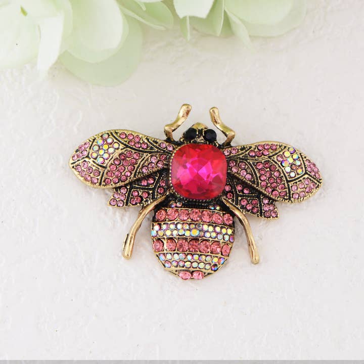 AK Brand – wholesale Brooch – Bee Brooch Pin Rhinestone Insect Flower Jewelry2