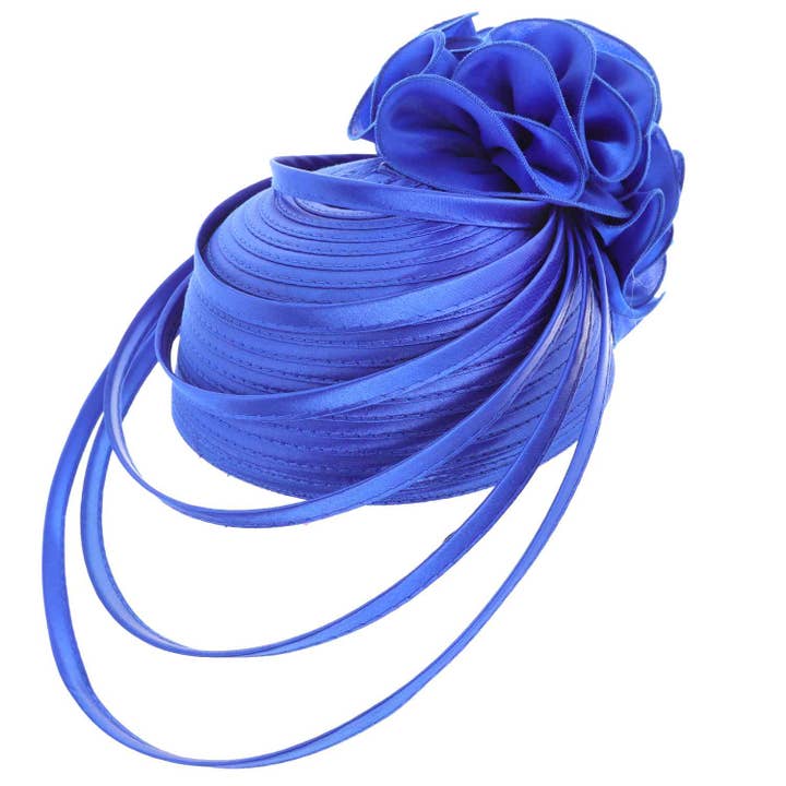 SP Sophia Collection - Wholesale Fascinator Hat - Women's - Ribbon Flower Pillbox Braid Hat w/ Floating Ribbon Loops2