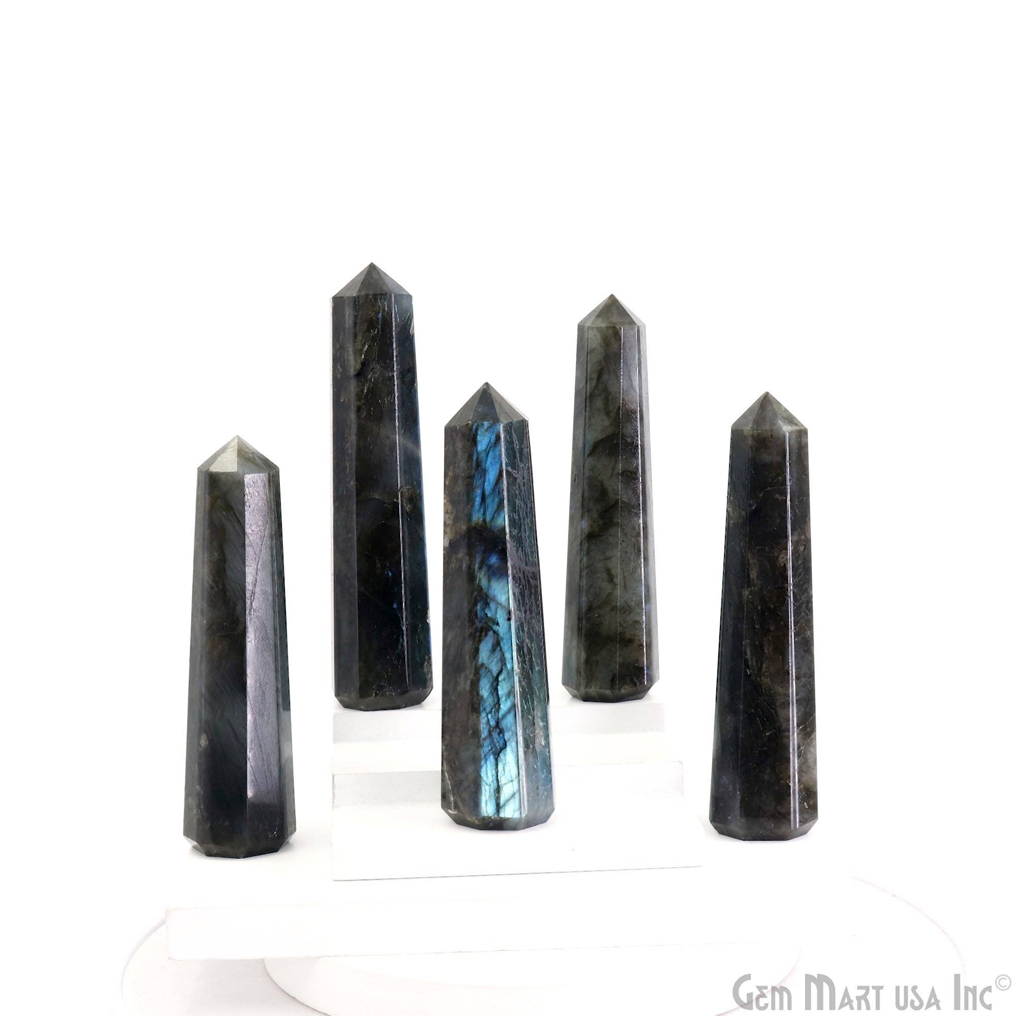 GemMartUSA - Venta al por mayor Piedras/cristales espirituales - Piedra preciosa de labradorita, forma de torre de cristal gigante, cicatrizante, de 4 a 5 pulgadas2