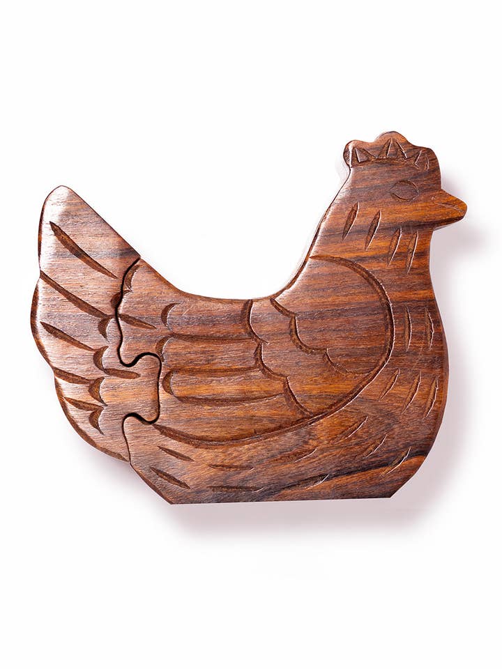 Chicken Puzzle Box - Hand Carved Wood for wholesale by Matr Boomie Fair Trade