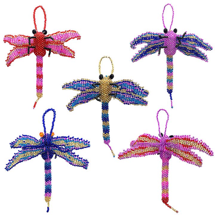 Pichincha - Wholesale Ornament - Beaded Dragonfly Figurine Seed Bead Hanging Ornament