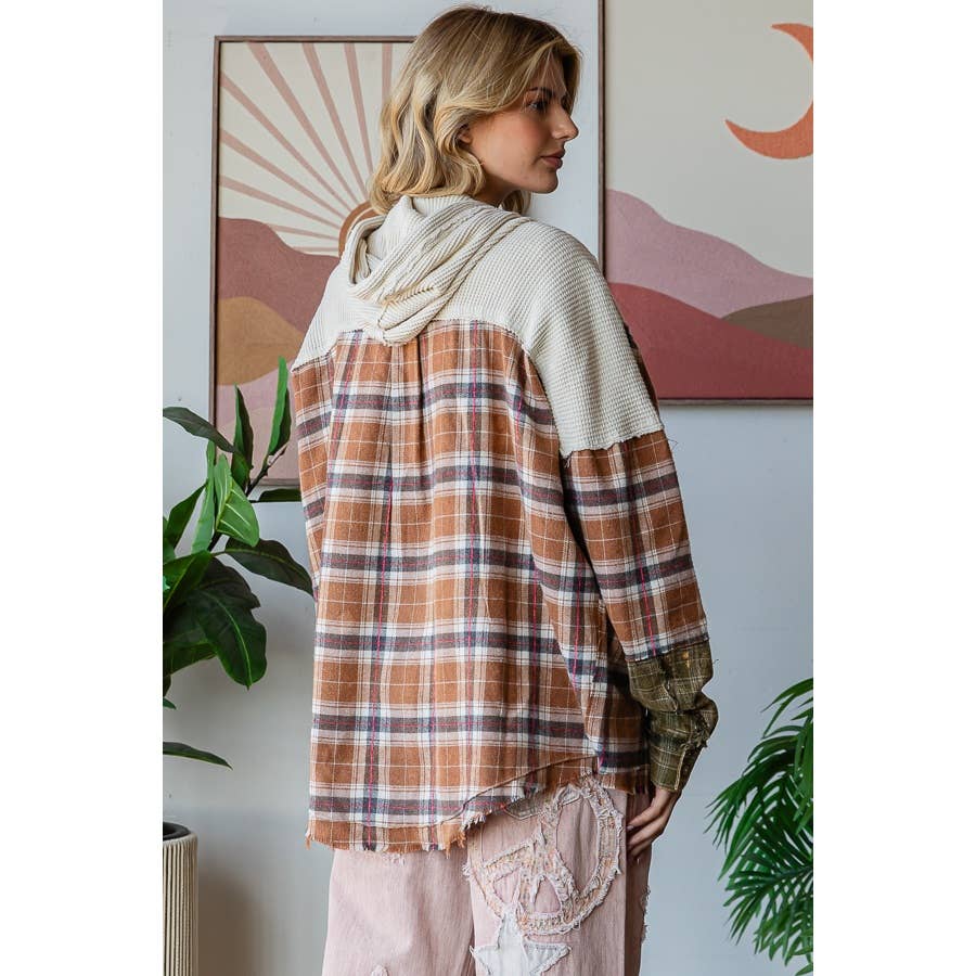 Oli&Hali – wholesale Hoodie - Dam – TVÄTTAD TYGBLANDAD HUVTRÖJA MED RUTIGT MÖNSTER13