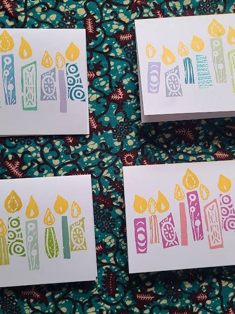 Hannukah Candle Handprinted Cards and Envelopes for wholesale by FoxprintCards