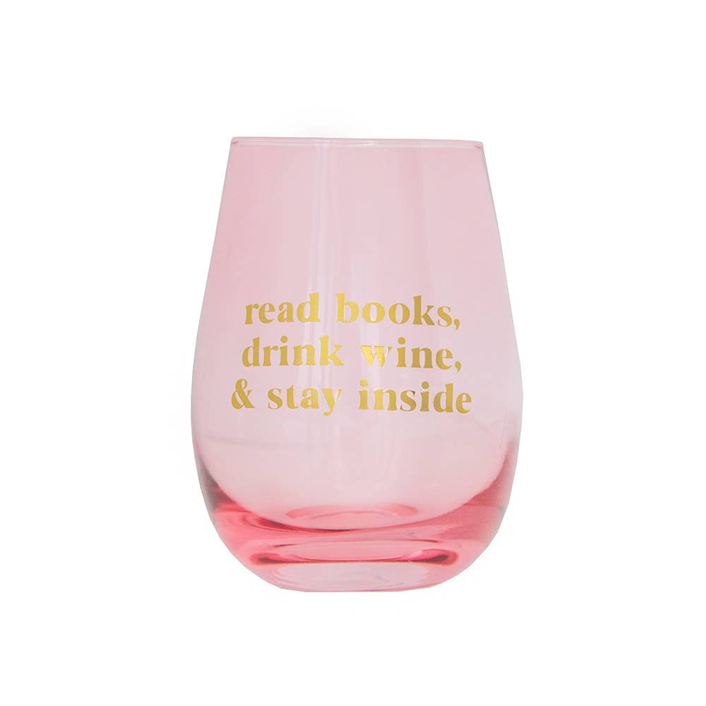 Jollity & Co. + Daydream Society - Wholesale Wine Glass - Book Club "Read Books Drink Wine Stay Inside" Wine Glass