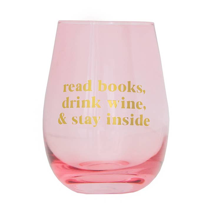Clube do Livro “Ler Livros Beber Drink Wine Stay Inside” Copo de Vinho por atacado de Jollity & Co. + Daydream Society