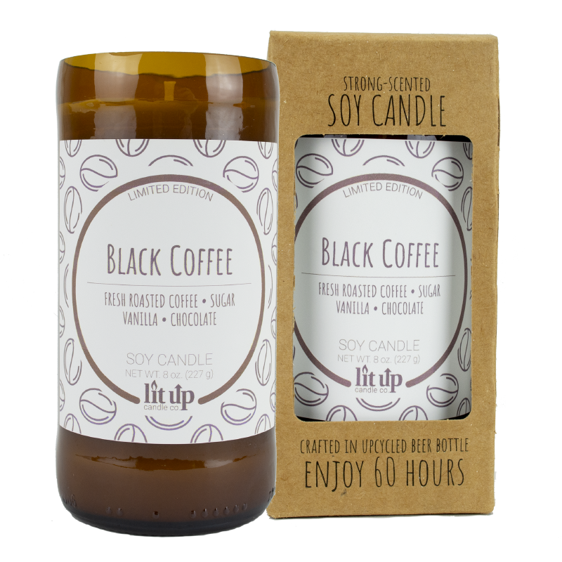 Lit Up Candle Co. – wholesale Jar/filled candle – 8-PACK 8 oz. scented soy candles in upcycled beer bottles5