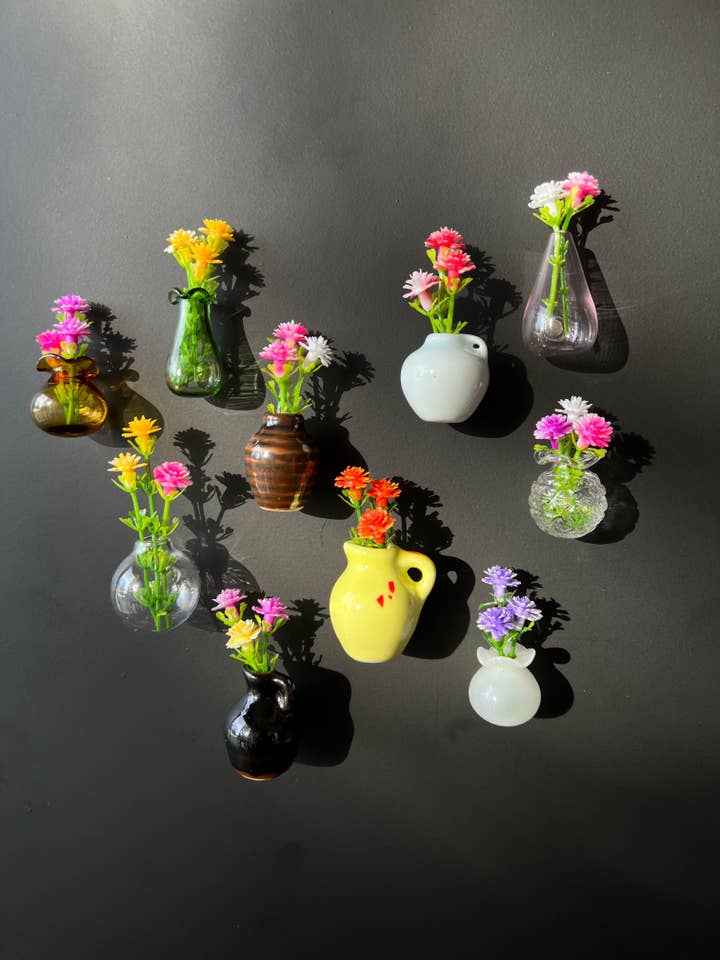 Mini Ceramic & Glass Bud Vase Magnets – Set of 10 for wholesale by Vintage by WPC