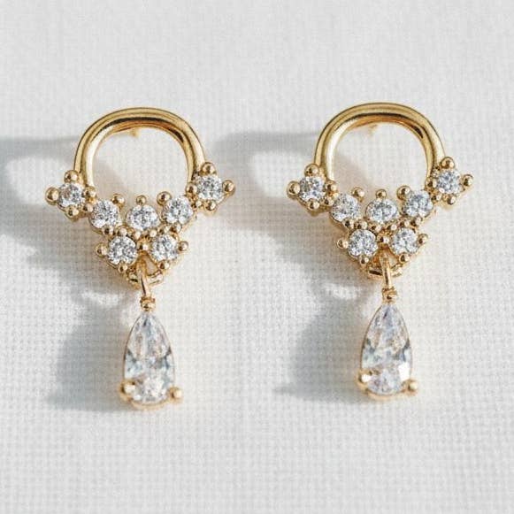 Vintageinspirerade geometriska dinglande örhängen med kubisk zirkonia för wholesale av Ellemadera