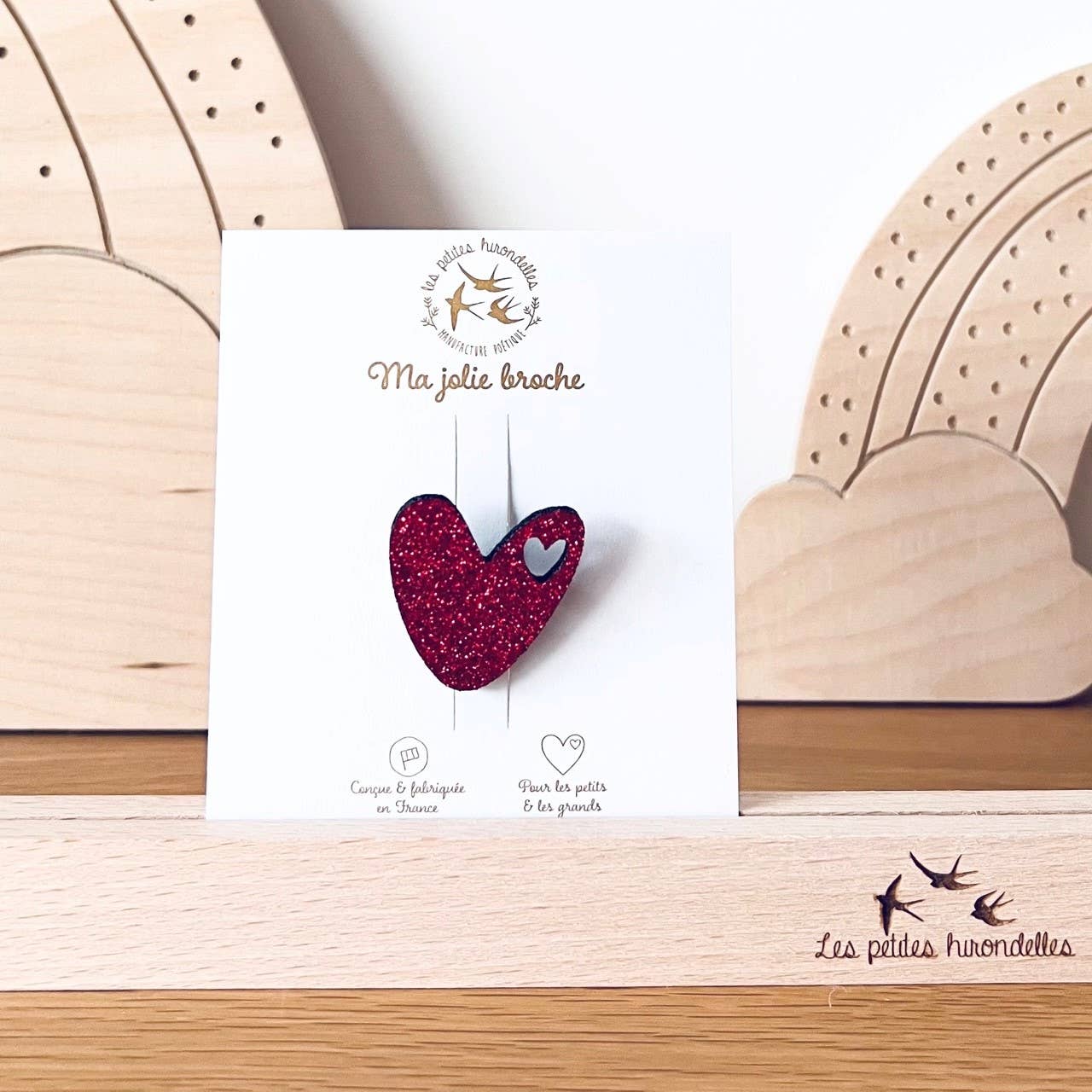 Les Petites Hirondelles - Wholesale Brooch - Glitter brooch - Heart3