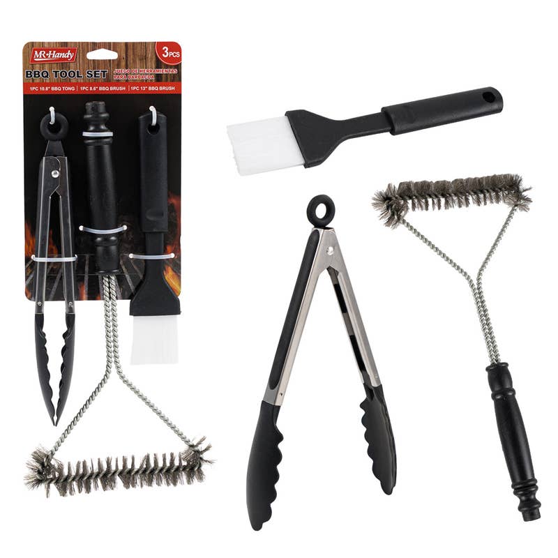 Deluxe Import Trading - Wholesale BBQ Tongs - BBQ Tool Set - 3 Pieces - Stainless Steel - Assorted Sizes0