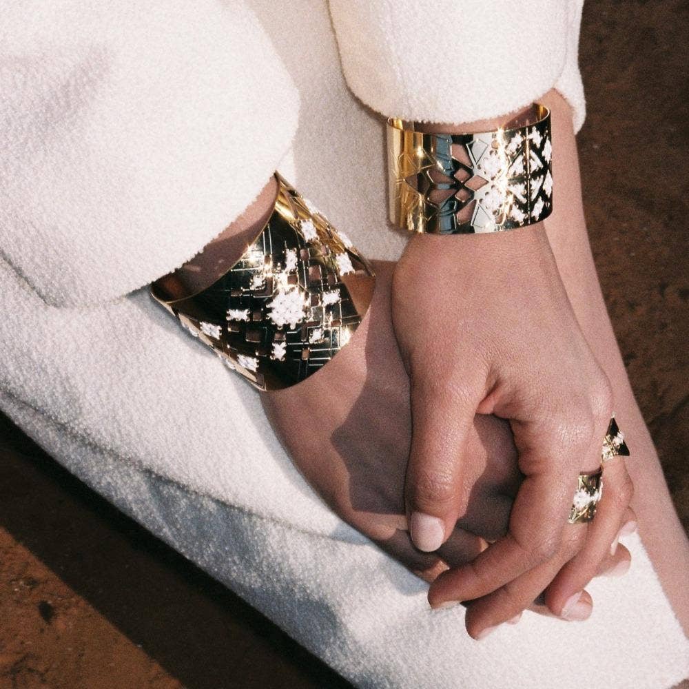 CAMILLE ENRICO - Wholesale Cuff Bracelet - ADRAR gold and colored cotton adjustable cuff6