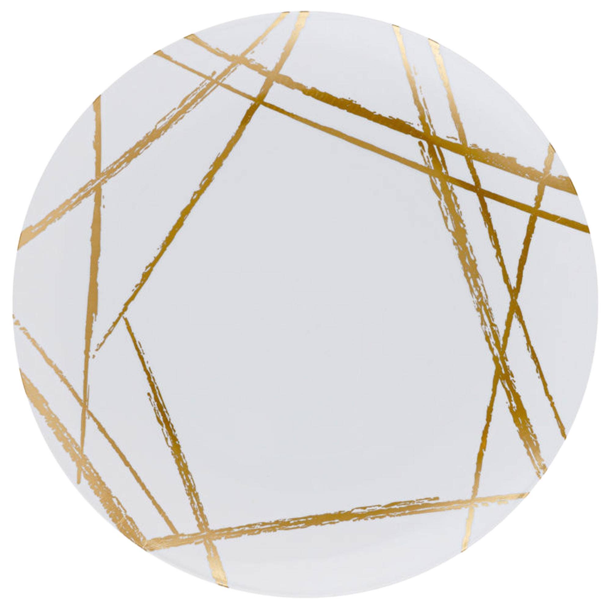 EcoQuality – Großhandel Einwegteller – Geschirr Weiße Einwegteller aus Kunststoff, Gold Brush, Abendessen2