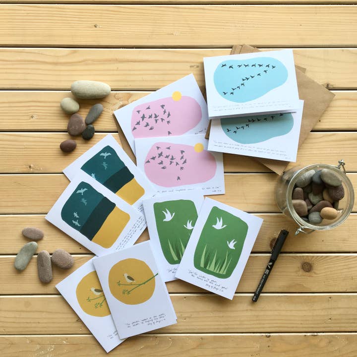 10 X Take Flight Bible Verse Bird Cards, Pack Of Ten A6 Bird for wholesale by Little Bird Editions