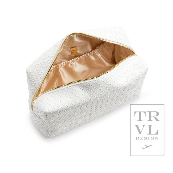 Luxe Bridal Everyday Cosmetic Bag - Woven White for wholesale on Faire
