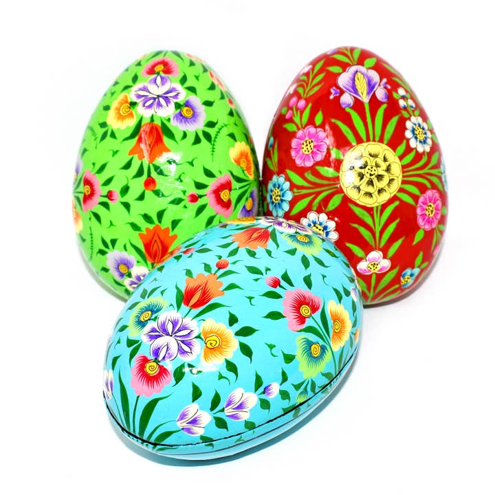 Large Kashmiri Papier-Mâché Egg Box - Floral Designs for wholesale by Fair to Trade Ltd