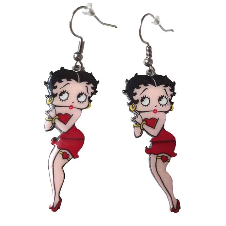MID-SOUTH PRODUCTS - Wholesale Dangle Earrings - Betty Boop Earrings - Red Dress