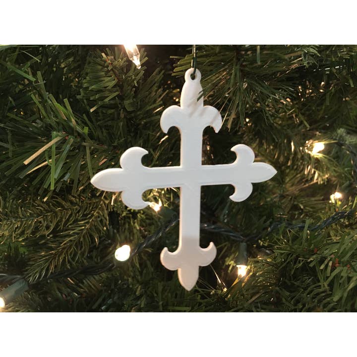 Adorno con forma de cruz 102, acrílico, color blanco para venta al por mayor de Economy Ornament