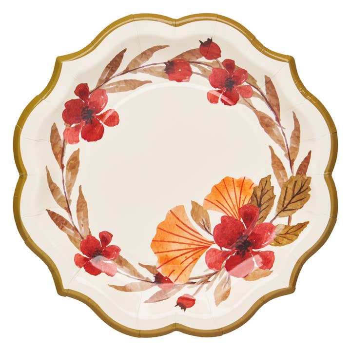Sophistiplate - Wholesale Disposable Plate - Autumn Foliage Paper Salad Plate/8pk