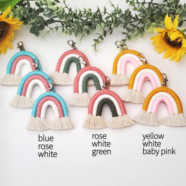 Cord + Quartz - Wholesale Keychain - Women's - Macrame Rainbow keychains