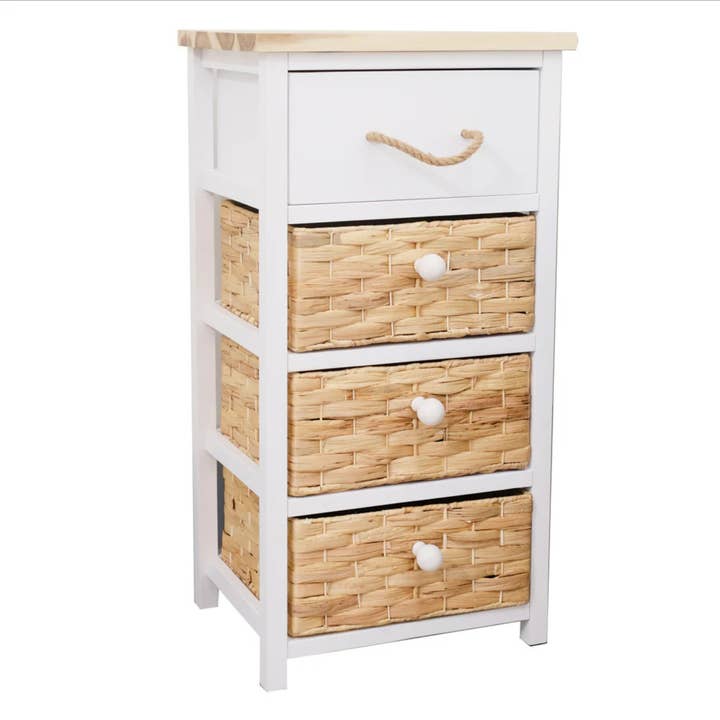 Mdf Wood Cabinet With Water Hyacinth Wood Drawers for wholesale by Continents Brands