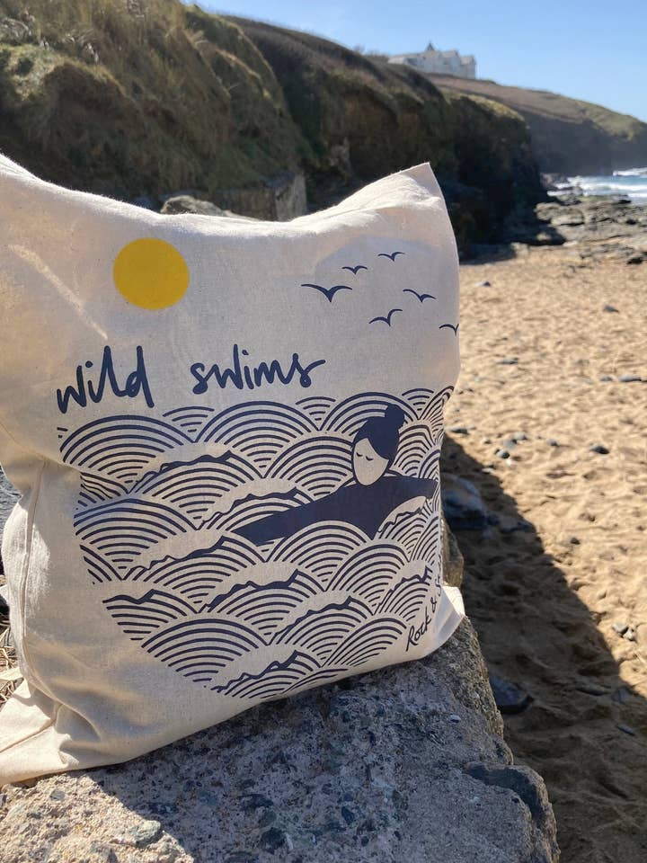 Wild swims screen printed cotton tote bag and other Purchase wholesale screen prints. Free returns & net 60 terms on Faire trending on Faire.