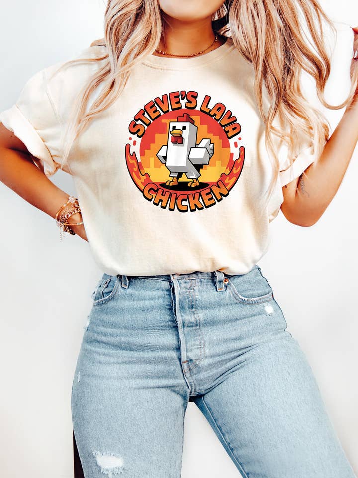 TheKingShirt - Wholesale Graphic Sweatshirt - Women's - Steve's Lava Chicken Minecraft Movie Graphic Tee