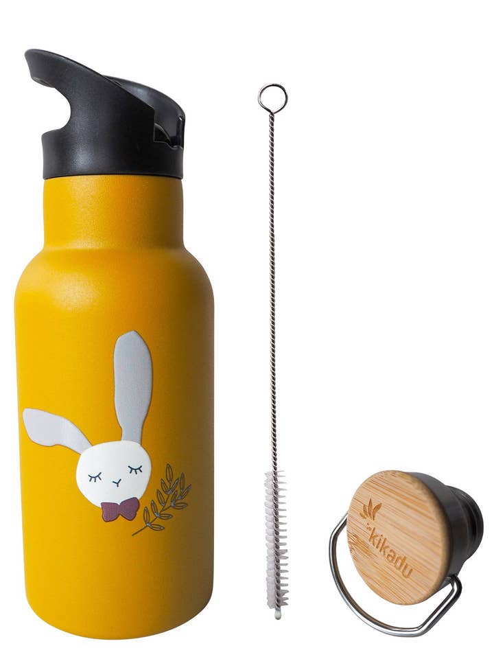 Mustard Bunny Water Bottle for wholesale by Kikadu