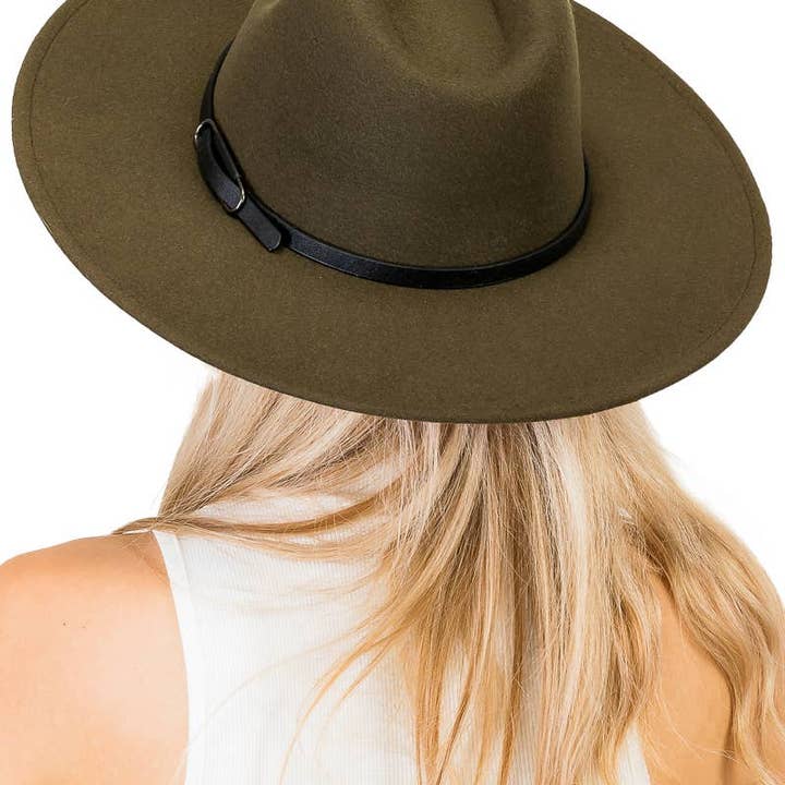 Cap Zone - Wholesale Fedora - Women's - Red Bottom Black Belt Rancher Hat Wide Brim31