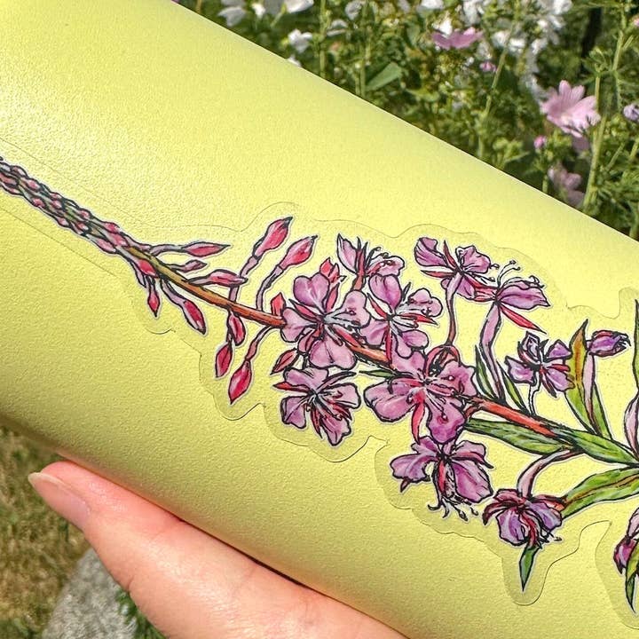BarnHouse Studios - Wholesale Sticker - Fireweed Flower Tallscape™ Sticker, 1.5”x7" Clear Vinyl
