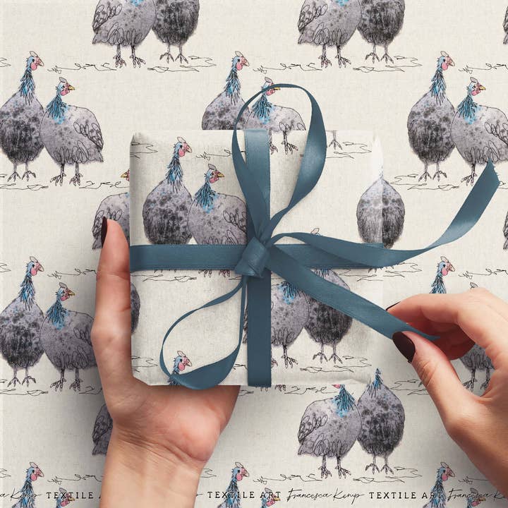 Francesca Kemp Textile Art - Vente Feuille de papier cadeau - Papier cadeau pintade