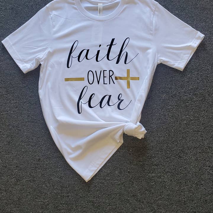 Faith Over Fear T-Shirt (White) for wholesale by iDigBeauty1.5