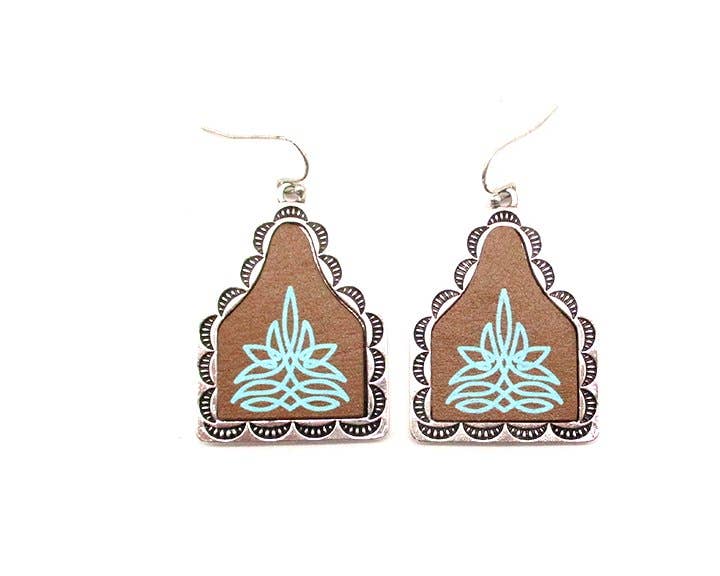 Snowing West - Wholesale Dangle Earrings - Western Boot Stitch Cattle Tag Dangle Earring0