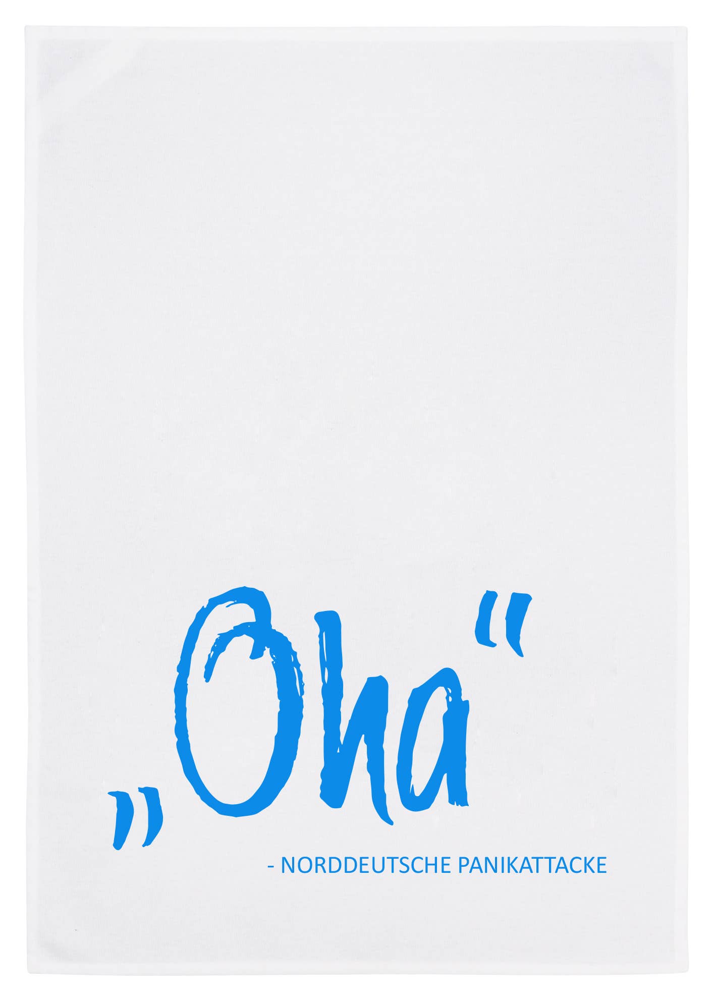 17;30 - Wholesale Tea Towel - 17;30 - Dish towel white, OHA - North German panic attack in blue0