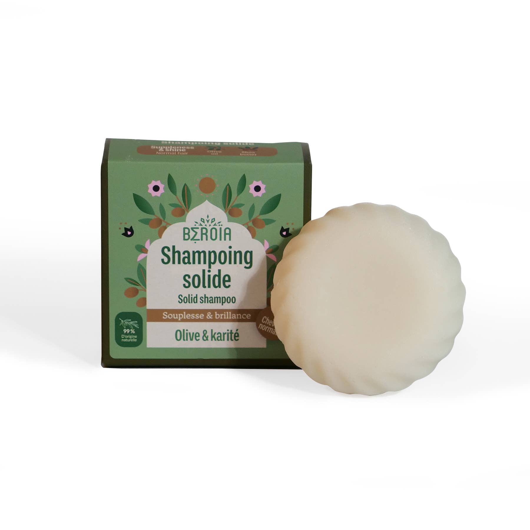 Beroia – Großhandel Shampoo-Puck/festes Shampoo – Festes Shampoo für normales Haar mit holzigem Duft0