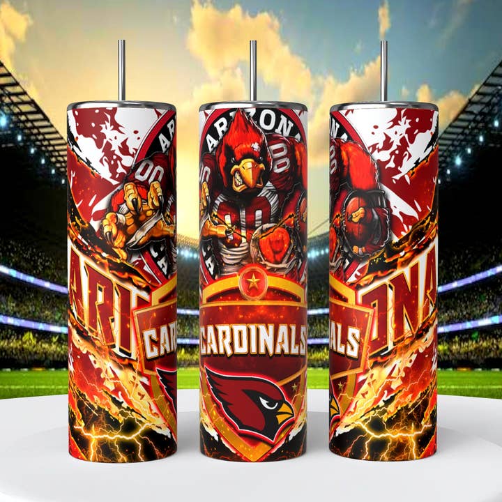 Arizona Cardinals Skinny Tumbler • 20 oz Stainless Steel • Drinkware for wholesale by CoRo & Company