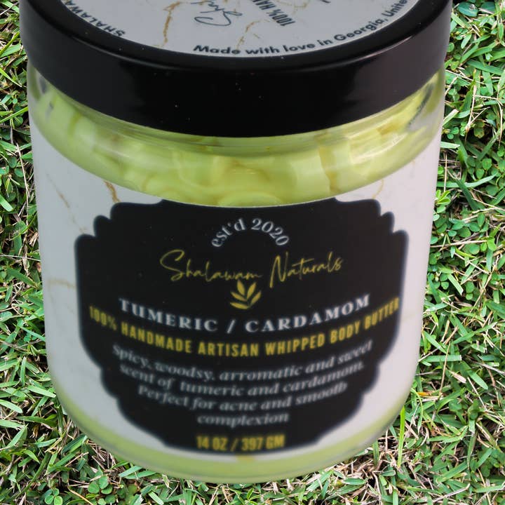 Shalawam Naturals - Vendita all'ingrosso Balsamo/burro per il corpo - Burro per il corpo alla curcuma/cardamomo montato
