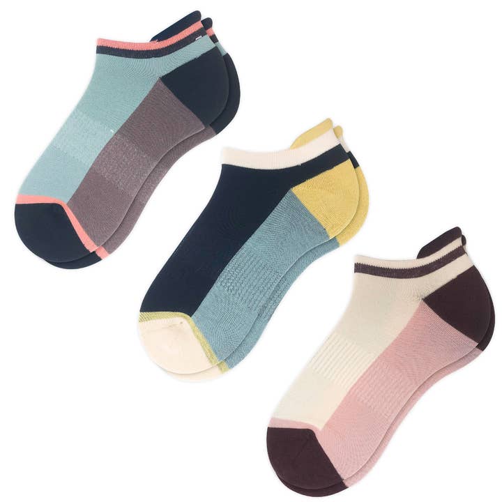 Woven Pear - Wholesale Socks - Unisex - Shorty Socks, Colorblock Set (Basics)
