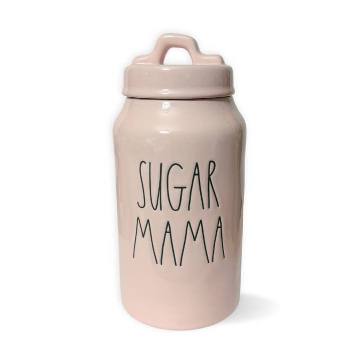 Rae Dunn Pink Sugar Mama Tall Canister | Farmhouse Style Sugar Mama Pink Tall Canister for wholesale by Nevsher Lior