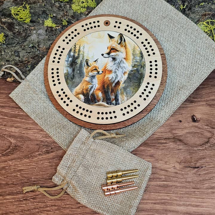 Mini Travel Cribbage Board - Fox - Color for wholesale by Rising Joy Creations-Nature Inspired Wood Art