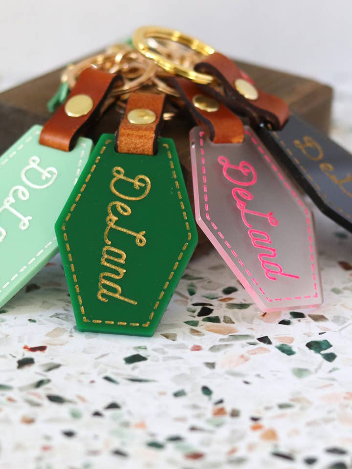 Custom Acrylic City Keychain - Cursive Font and other Purchase Wholesale custom shorts. Free Returns & Net 60 Terms on Faire trending on Faire.